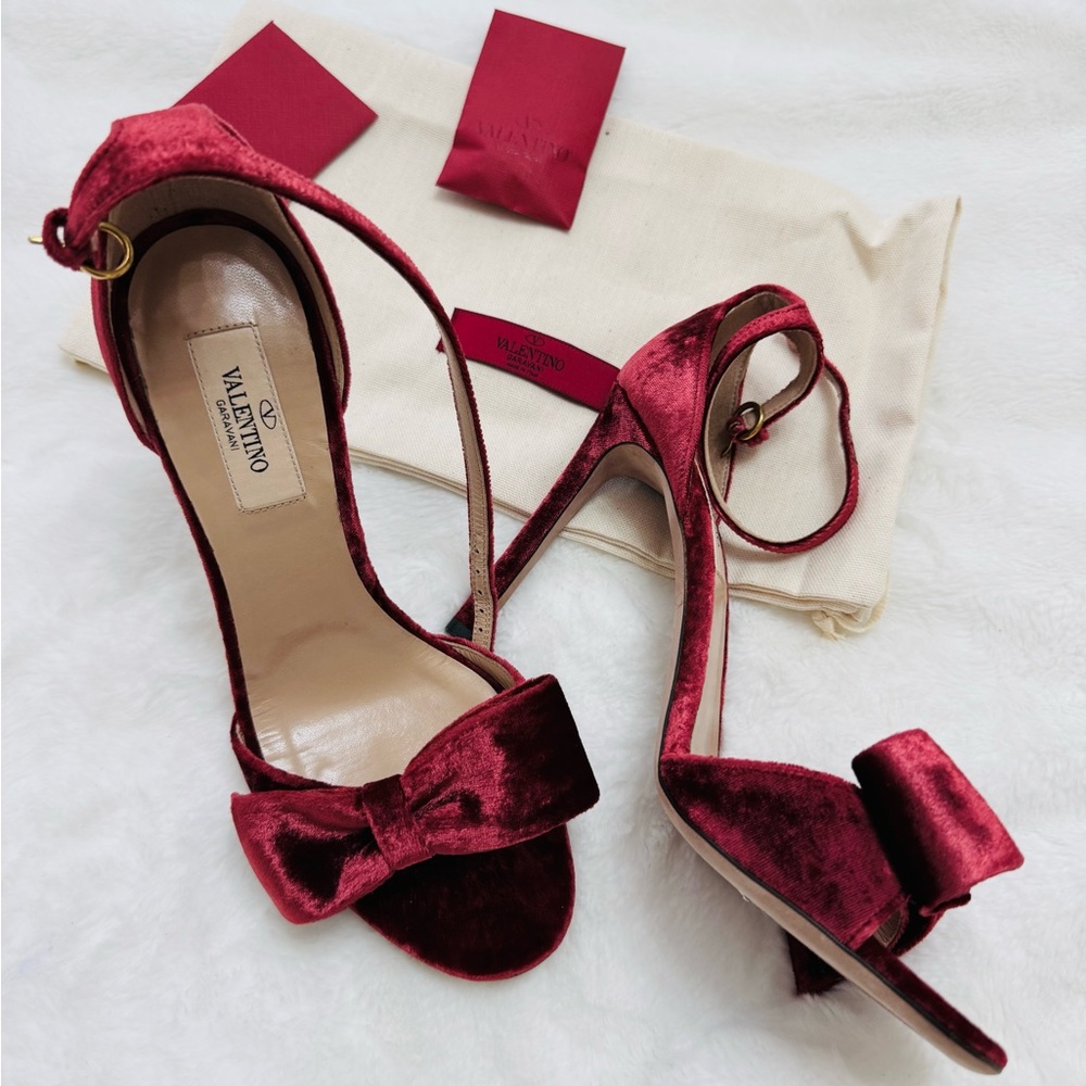 New Valentino Garavani Red Velvet Sandals